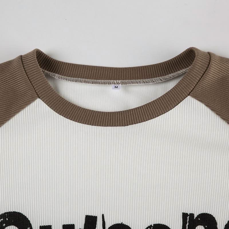 Crewneck long sleeve contrast letter print top