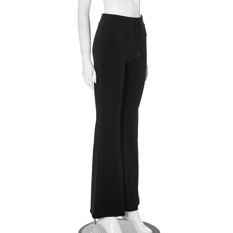 High rise drawstring ruched wide leg pant