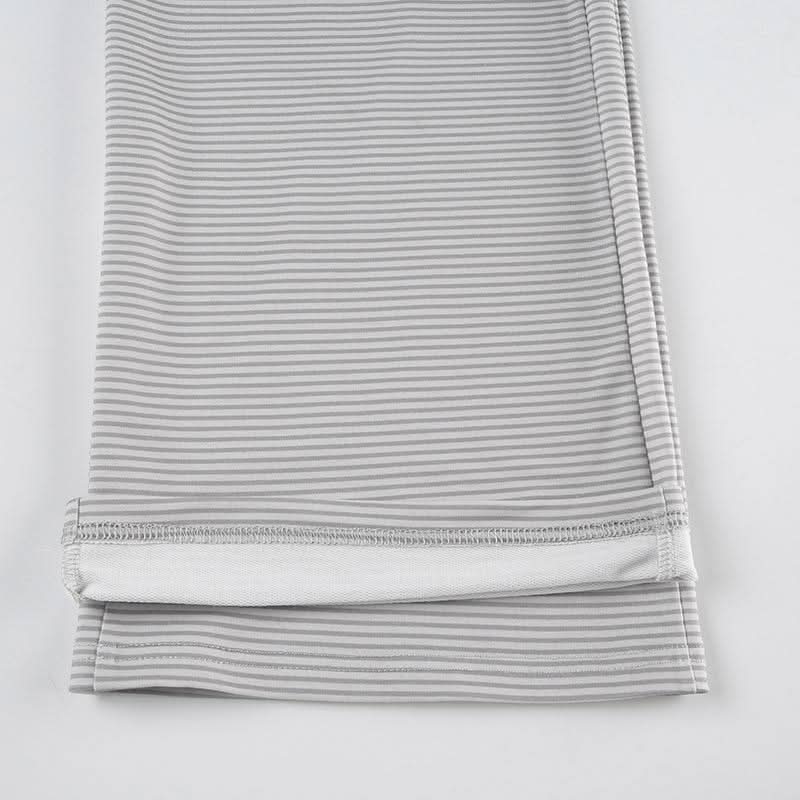 Striped self tie straight leg pant