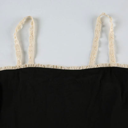 Lace hem backless cami bodysuit