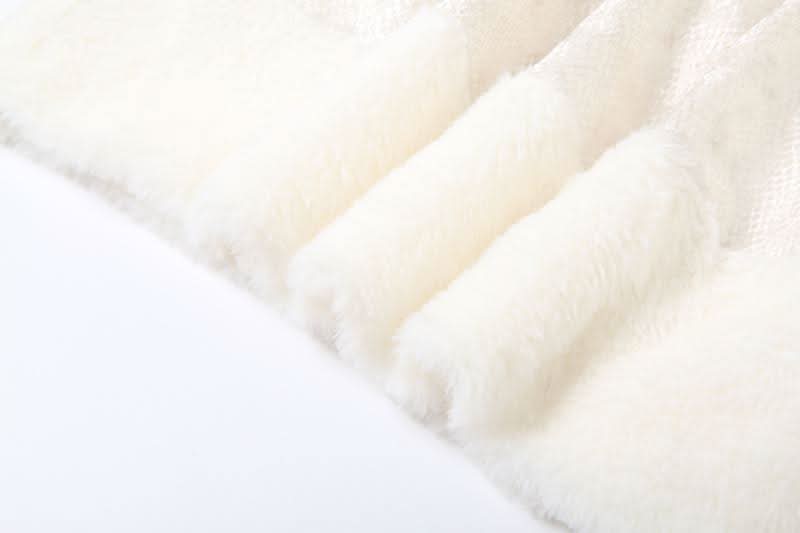 Fluffy textured solid patchwork mini skirt