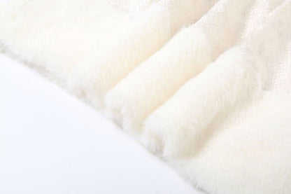 Fluffy textured solid patchwork mini skirt