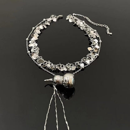 Gourd pendant glitter metal chain 2 pcs choker necklace