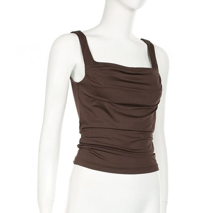 Sleeveless ruched solid backless cami top