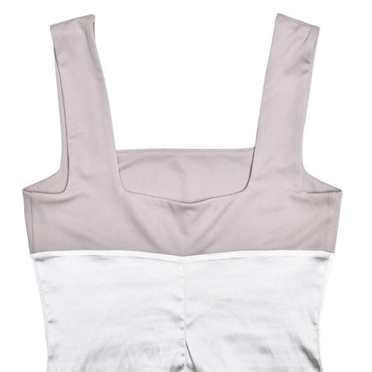 Square neck contrast ruched cami mini dress