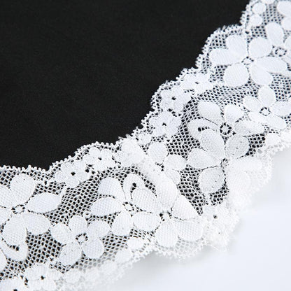 Bowknot lace patchwork backless cami top