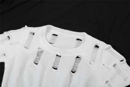 Hollow out short sleeve crewneck knitted backless jumpsuit