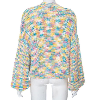 Knitted long sleeve contrast coat top