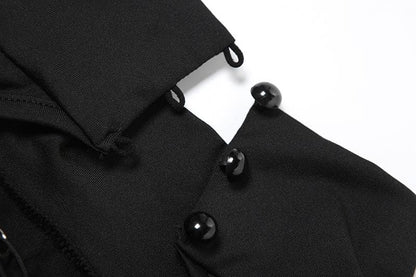 Sleeveless high neck button backless romper