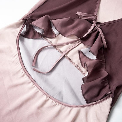 Gradient cowl neck see through ruffle cami maxi dress