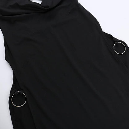Sweetheart neck o ring hollow out ruched cami cut out mini dress