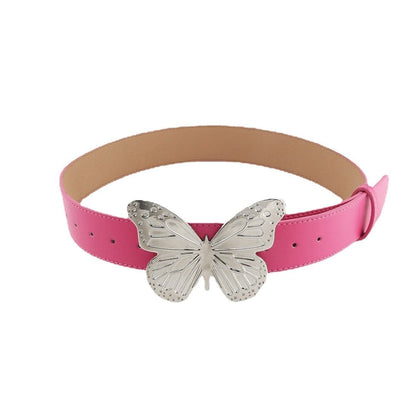 Butterfly decor PU leather belt