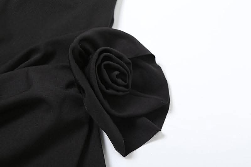 Flower applique ruched tube mini dress-final-sale