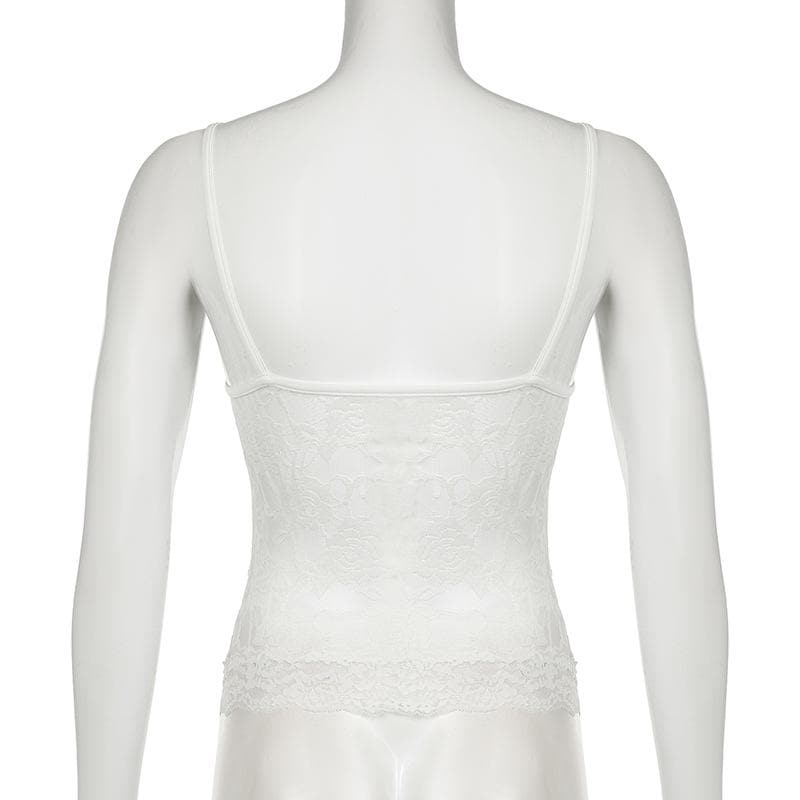 V neck lace backless cami top