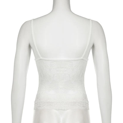 V neck lace backless cami top