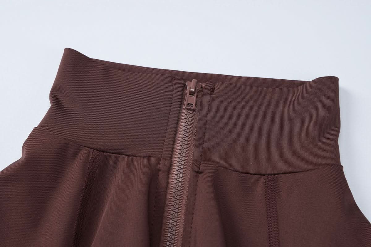 High neck long sleeve zip-up pant set