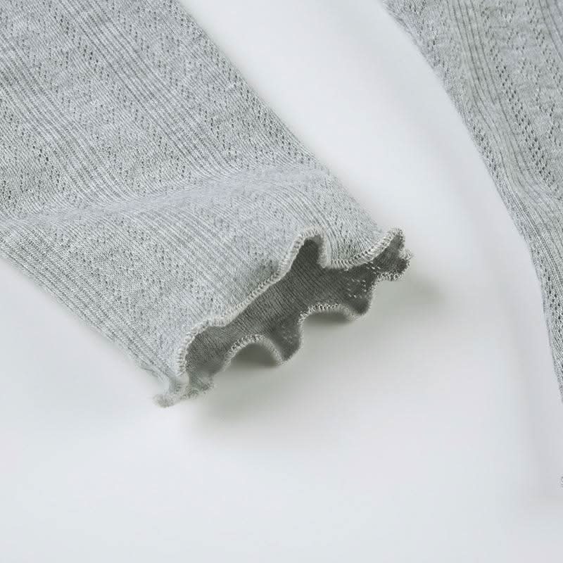 Square neck long sleeve bowknot ruffle top