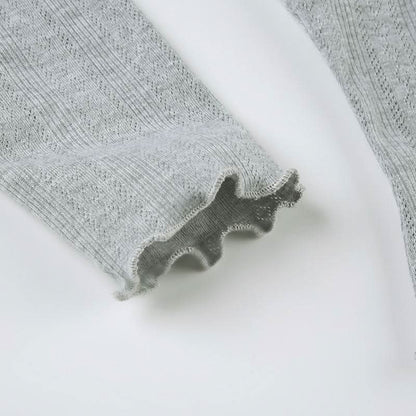 Square neck long sleeve bowknot ruffle top