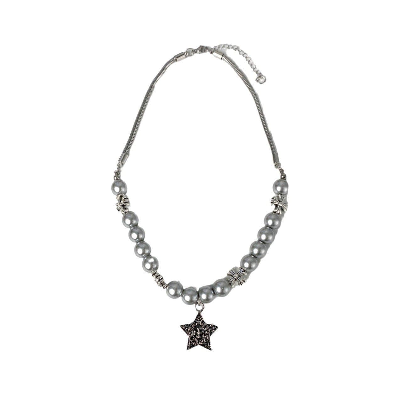 Star pendant faux pearl choker necklace