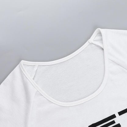 Short sleeve “WET” ruffle u neck top
