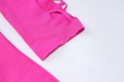 Crew Neck Long Sleeve Hollow-Out Cutout Bodycon Mini Dress