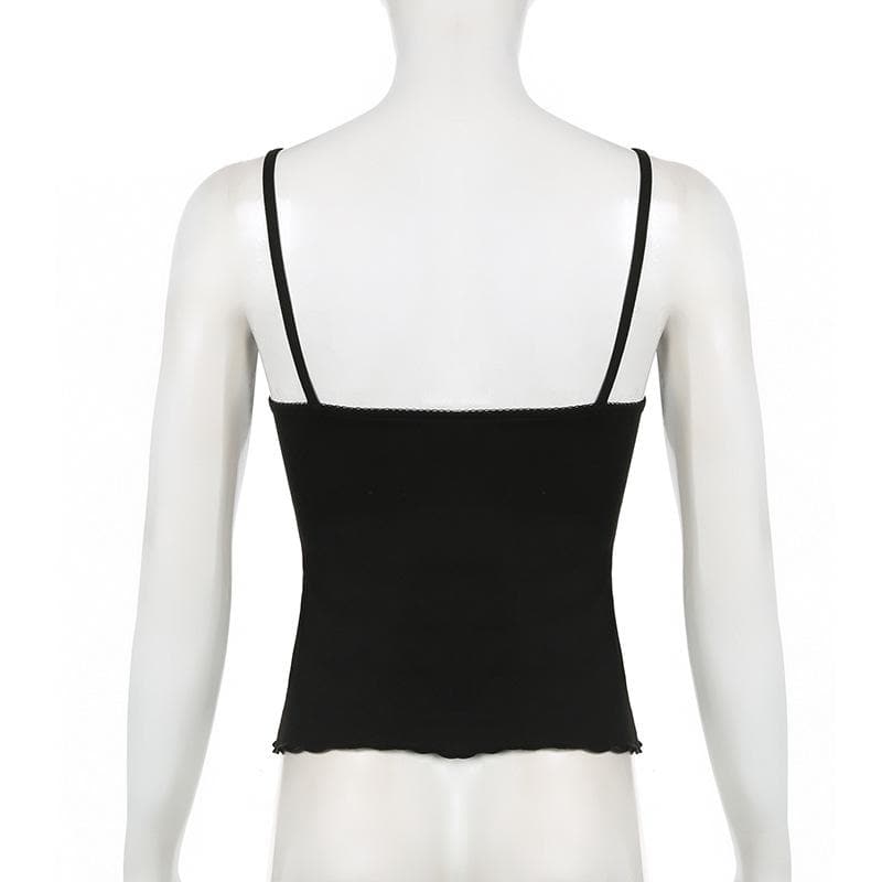 V neck lace hem bowknot cami top