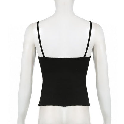 V neck lace hem bowknot cami top