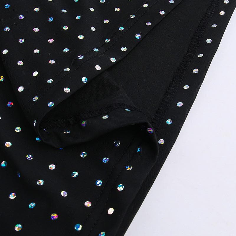 Rhinestone Grid Long Sleeve Keyhole Bow Tie Front Cutout Maxi Dress