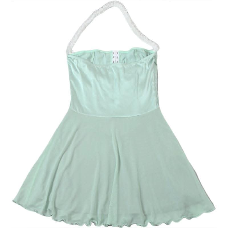 Halter button mesh backless mini dress-final-sale