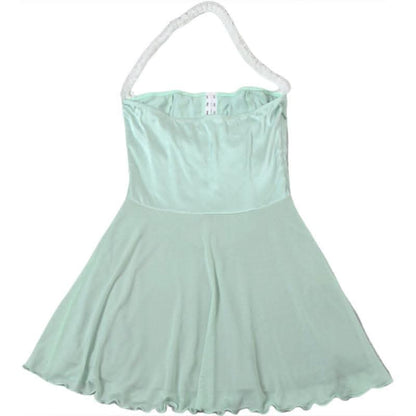 Halter button mesh backless mini dress-final-sale