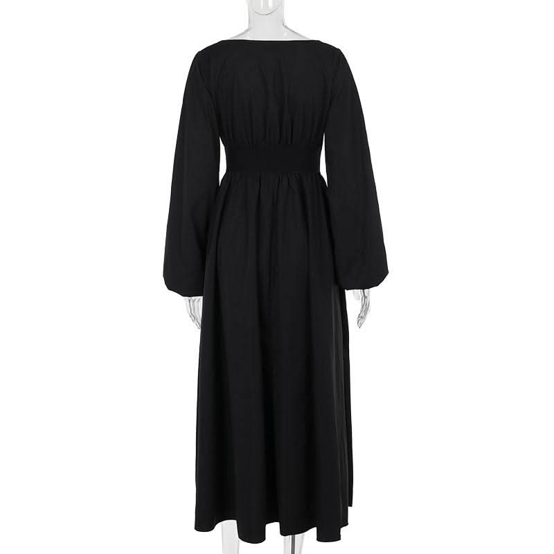 Long sleeve v neck corset maxi dress