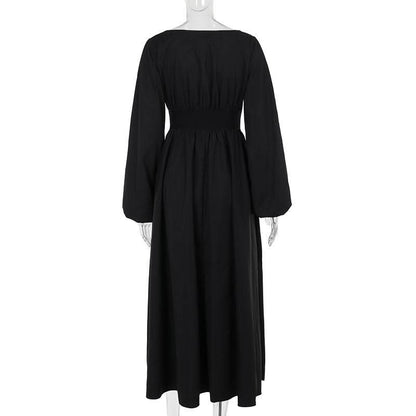 Long sleeve v neck corset maxi dress