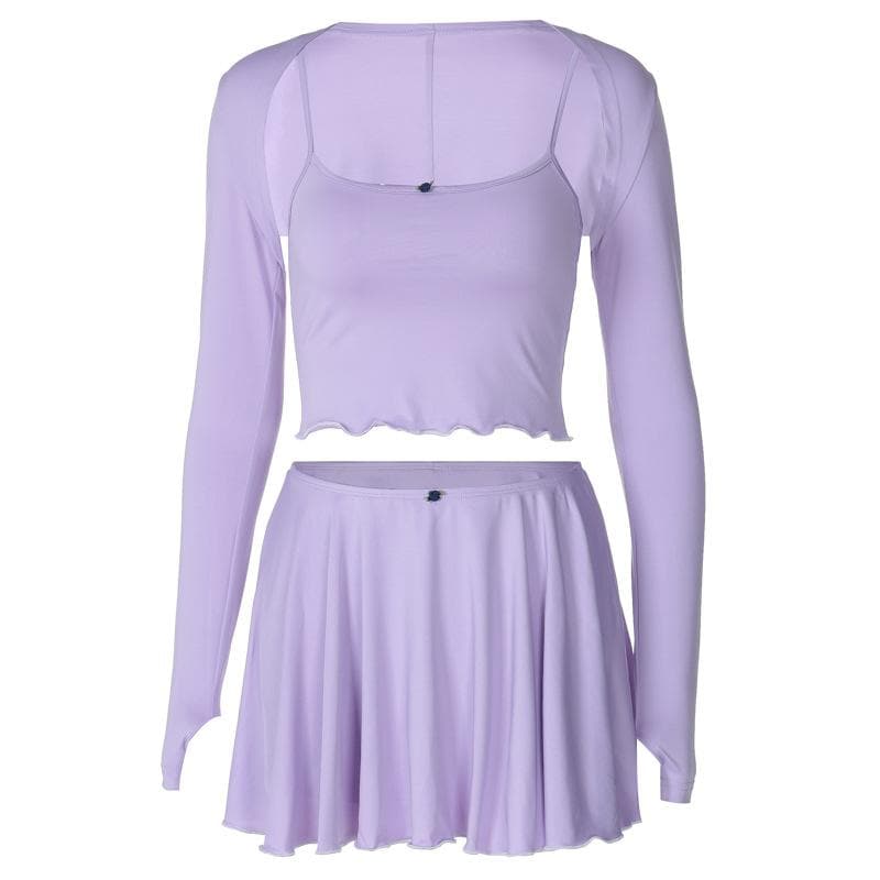 Long sleeve gloves shrug 3 piece cami pant set