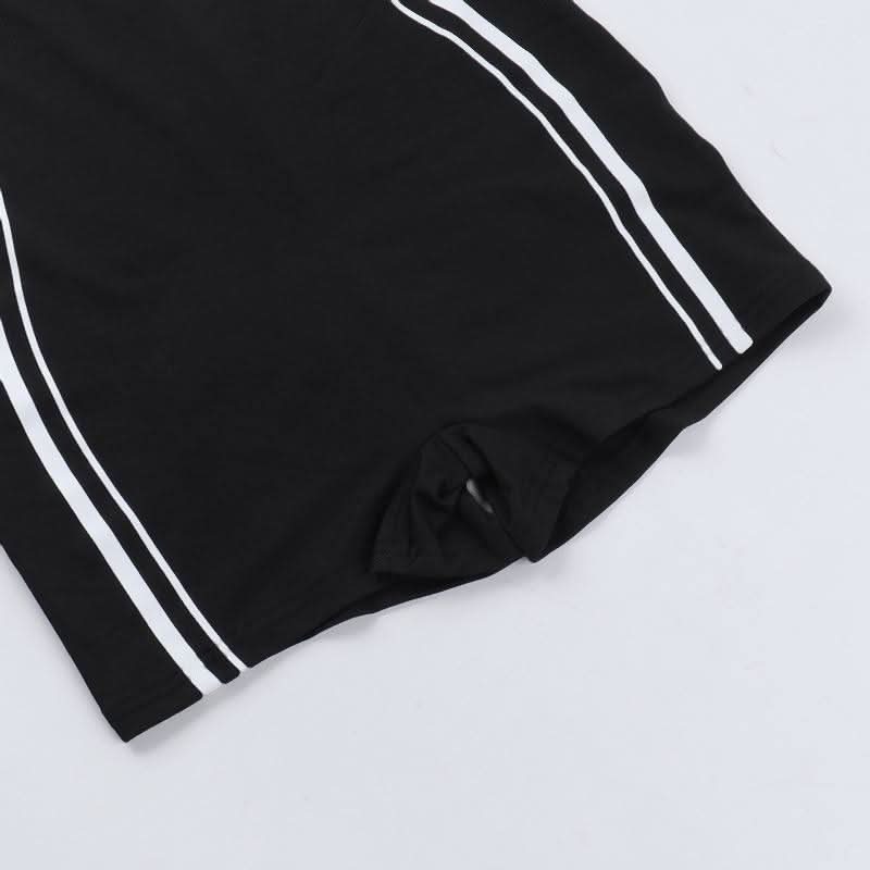 V neck backless contrast tank romper