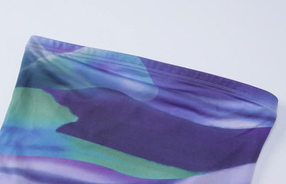 Contrast print backless sleeveless tube maxi dress-final-sale