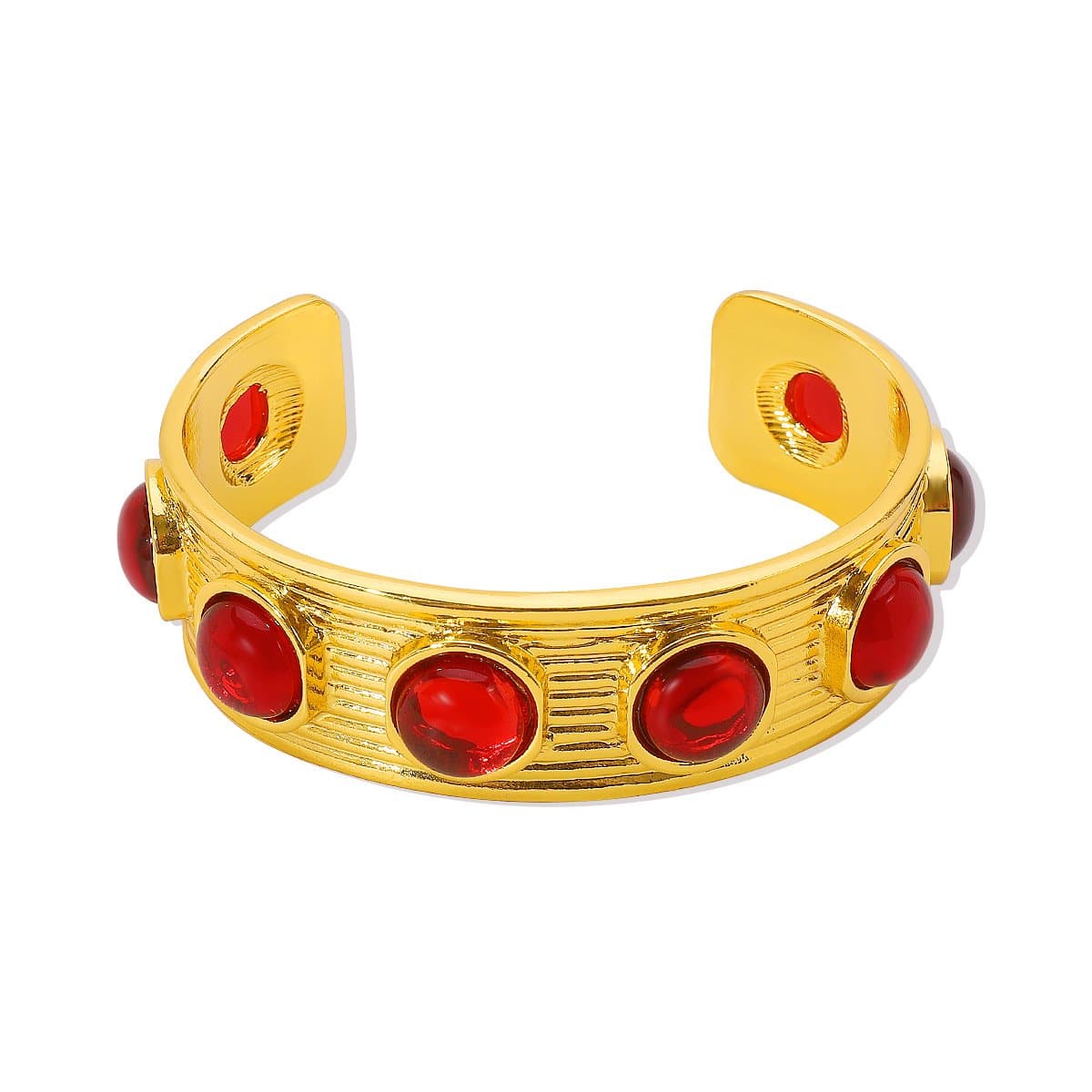 Rhinestone ribbed metal contrast bracelet