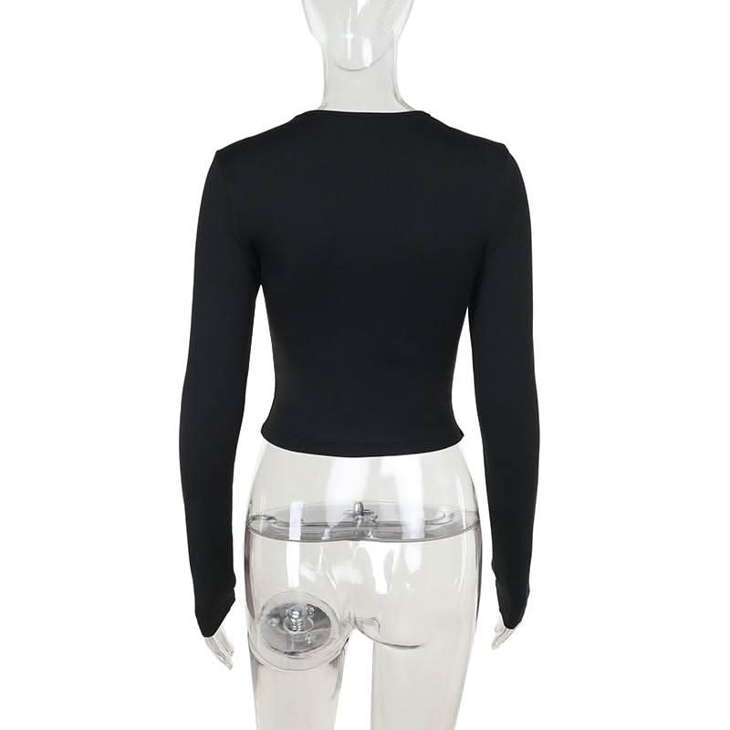 Long sleeve hollow out crop cut out top