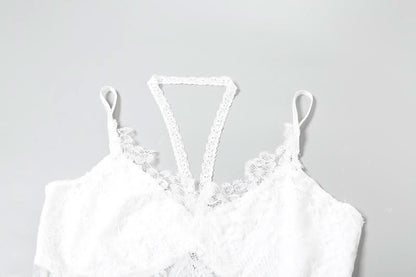 Halter v neck lace cami top