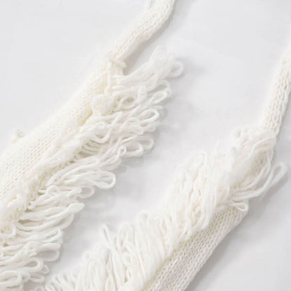 Halter self tie tassels knitted backless mini dress