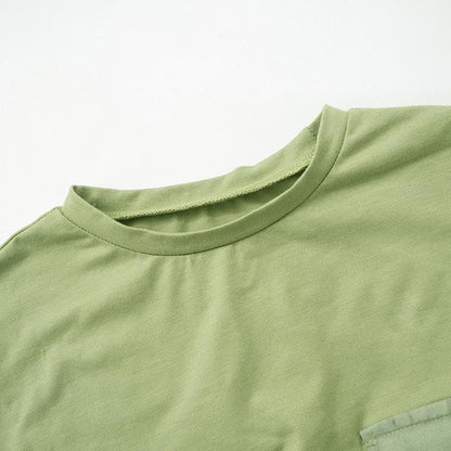 Short sleeve crewneck pocket crop top