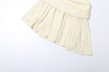 One shoulder ruched solid slit mini dress