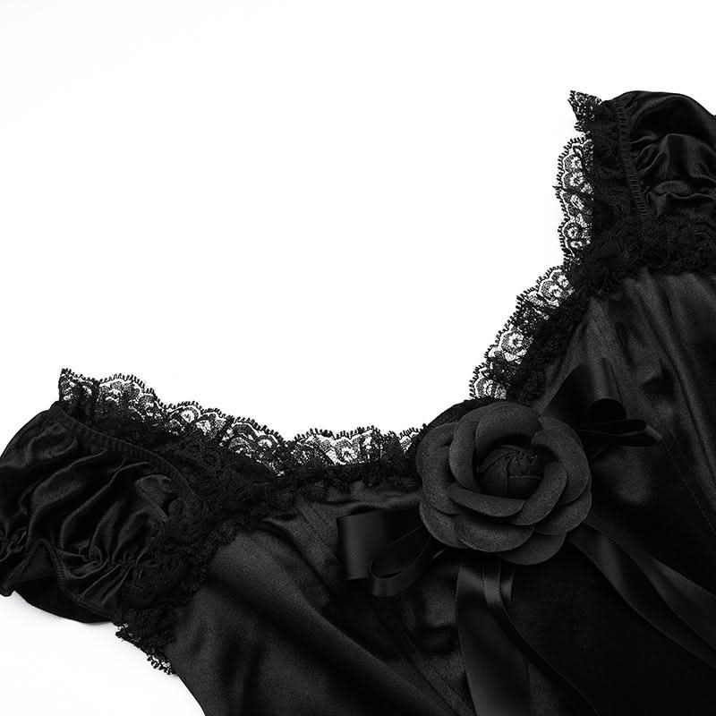 Off shoulder mesh flower applique mini dress
