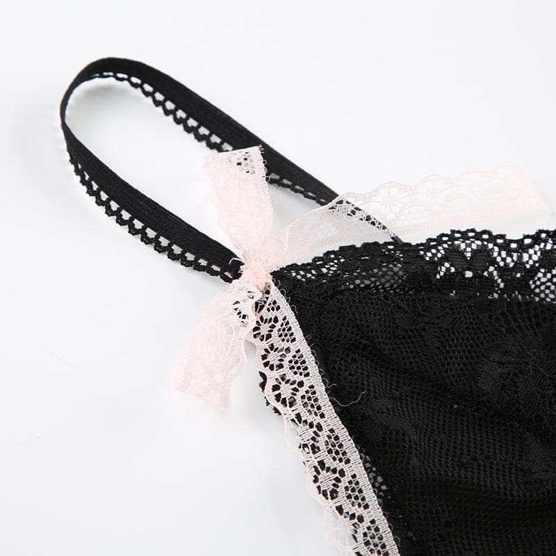 Bowknot v neck lace backless cami top