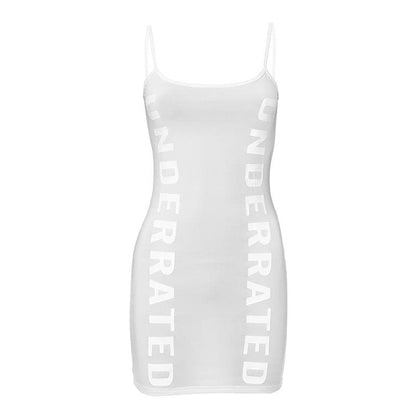 Letter print contrast backless cami mini dress