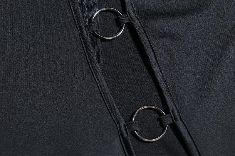 Long sleeve high neck o ring irregular jumpsuit