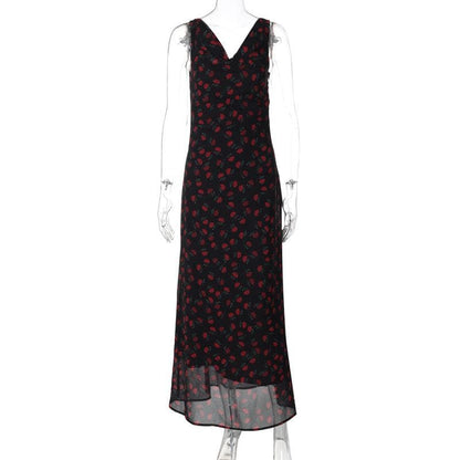 Sleeveless print cowl neck maxi dress