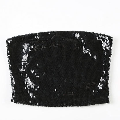 Glitter backless solid tube top