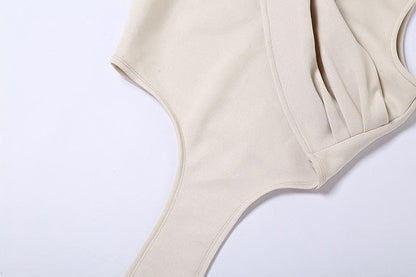 Sleeveless solid irregular ribbon hoodie ruched crop top