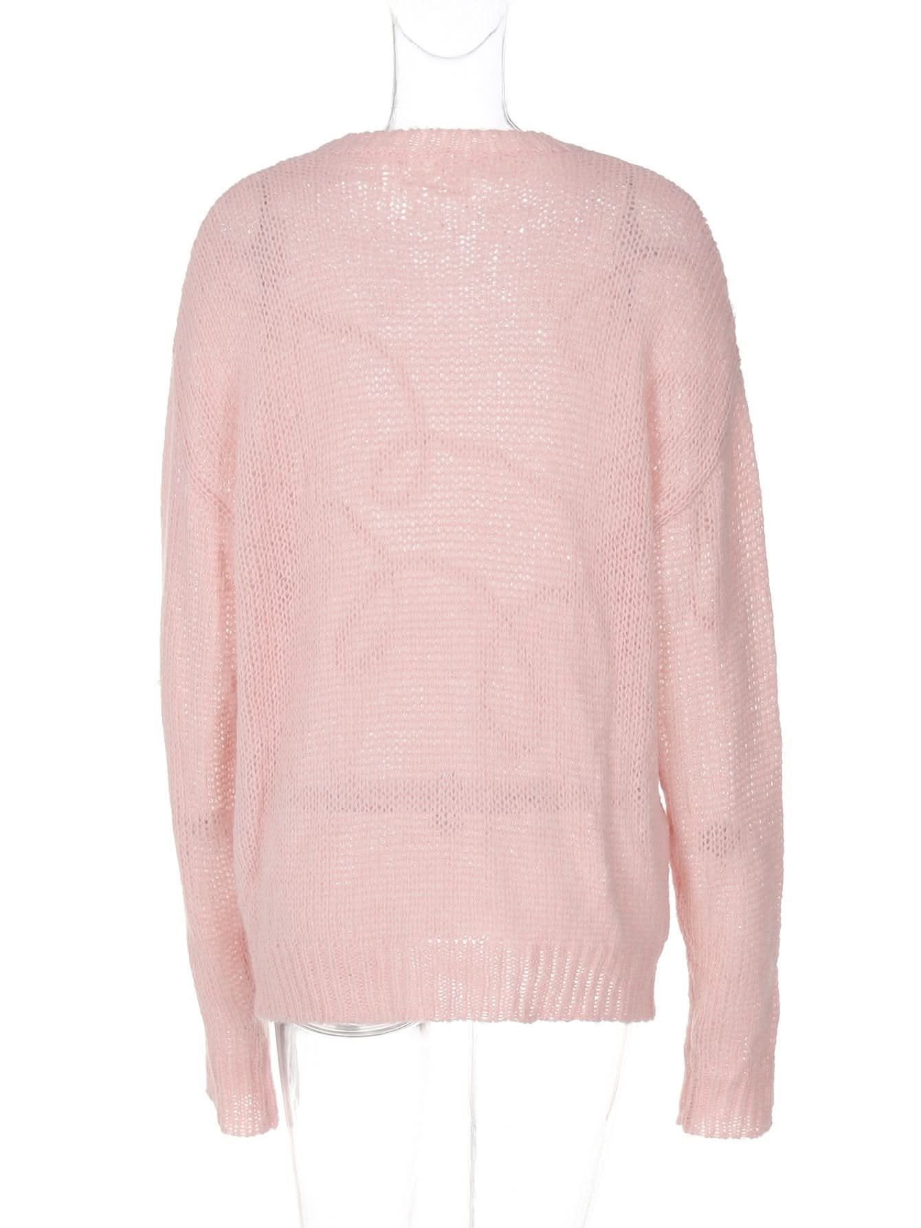 Crewneck long sleeve knitted abstract pattern top