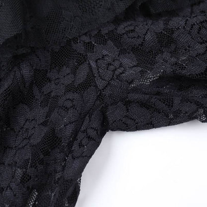 Ruffle lace buckle irregular medium rise pant